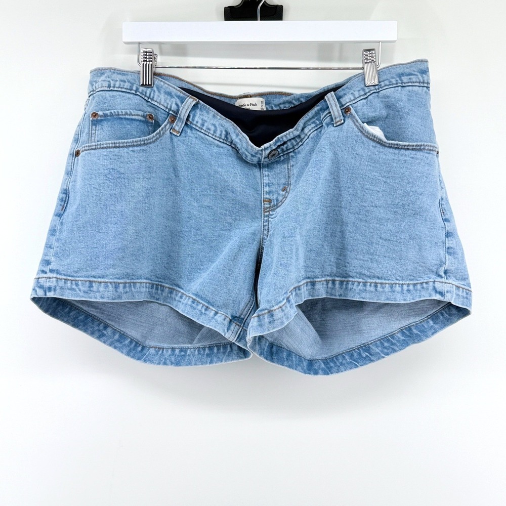 Abercrombie & Fitch Maternity Dad Shorts Light Wash 14 Blue Denim Pregnancy